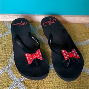 Minnie Mouse Rhinestone Bow Platform Flip Flops